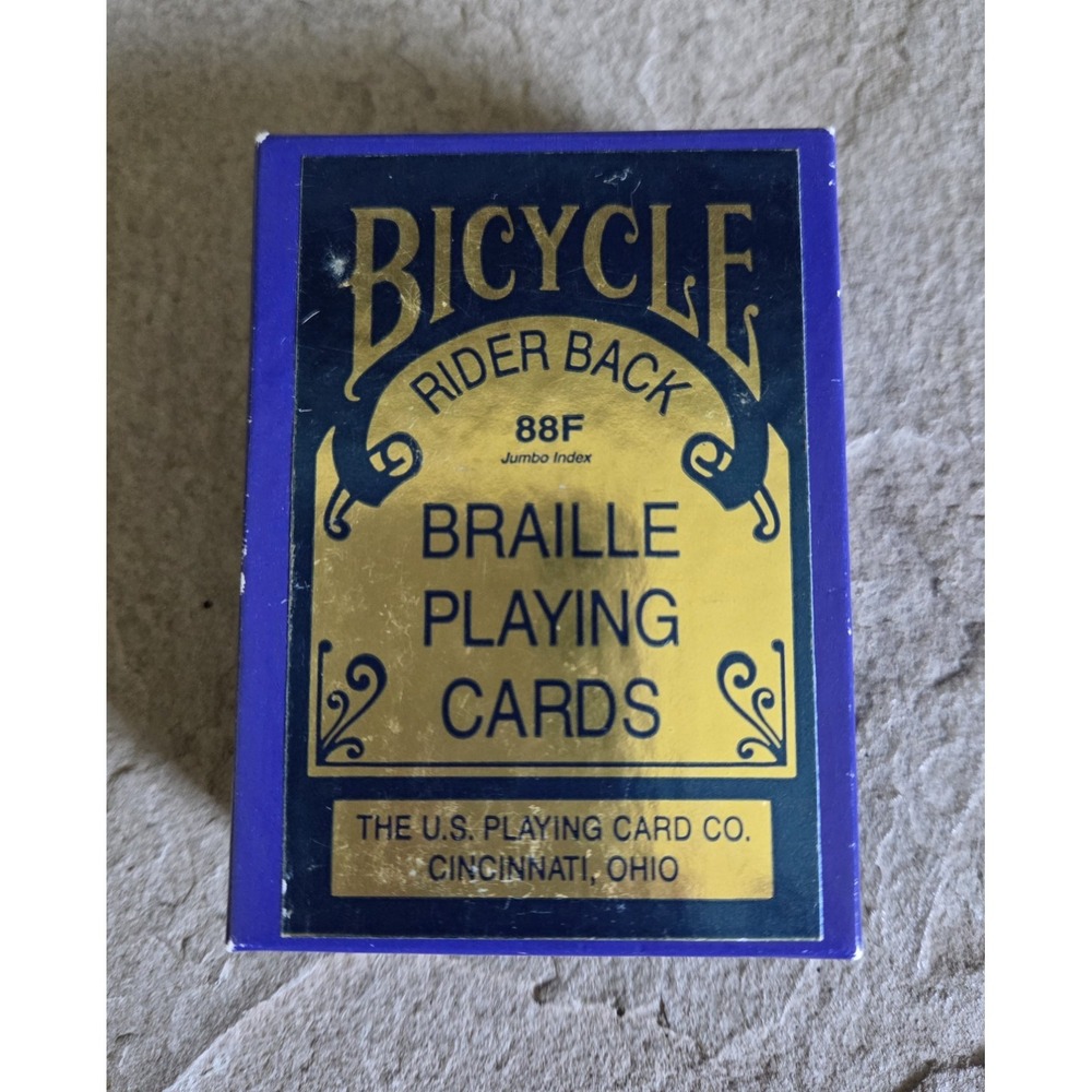 BICYCLE Rider Back 88F Jumbo BRAILLE PLAYING CARDS Box 53 Cards Missing 1 Joker